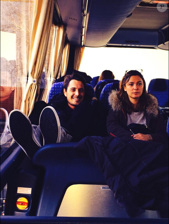 Vincent Cerutti et Sandrine Quétier en route pour Nantes, le 11 janvier 2014.