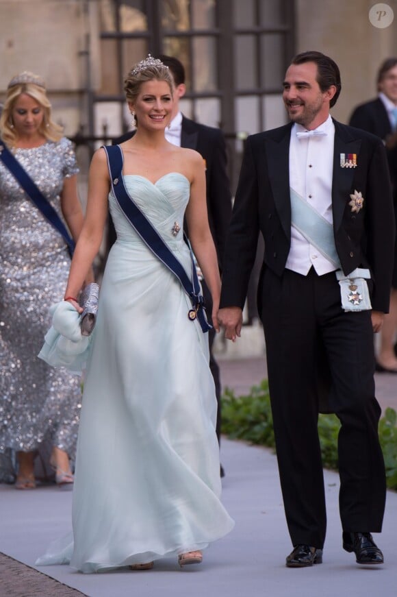 Le prince Nikolaos et la princesse Tatiana de Grèce au mariage de la princesse Madeleine de Suède et Chris O'Neill le 8 juin 2013 à Stockholm