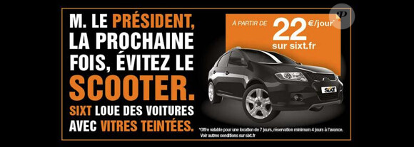 Publicité Sixt qui surfe sur l'affaire Hollande Gayet