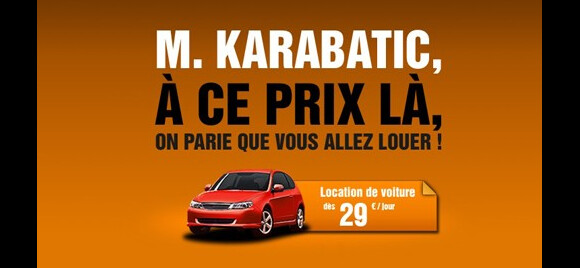 Publicité Sixt surfant sur l'affaire des paris de Nicolas Karabatic en octobre 2012