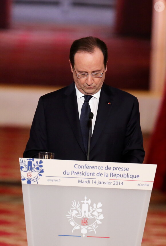 Francois Hollande lors de sa conférence de presse au palais de l'Elysée à Paris le 14 janvier 2014