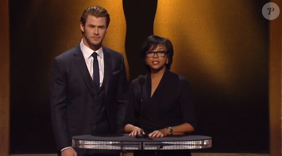 Chris Hemsworth et Cheryl Boone Isaacs annoncent les nominations aux Oscars le 16 janvier 2014 à Los Angeles