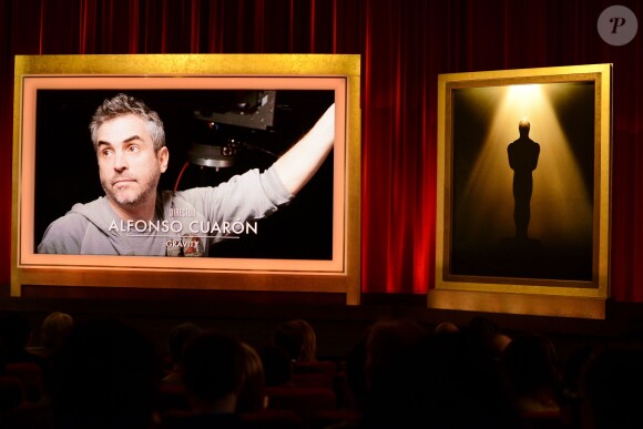 Chris Hemsworth et la présidente de l'Académique Cheryl Boone Isaacs annoncent les nominées aux Oscars 2014 à Beverly Hills, Los Angeles, le 16 janvier 2014.