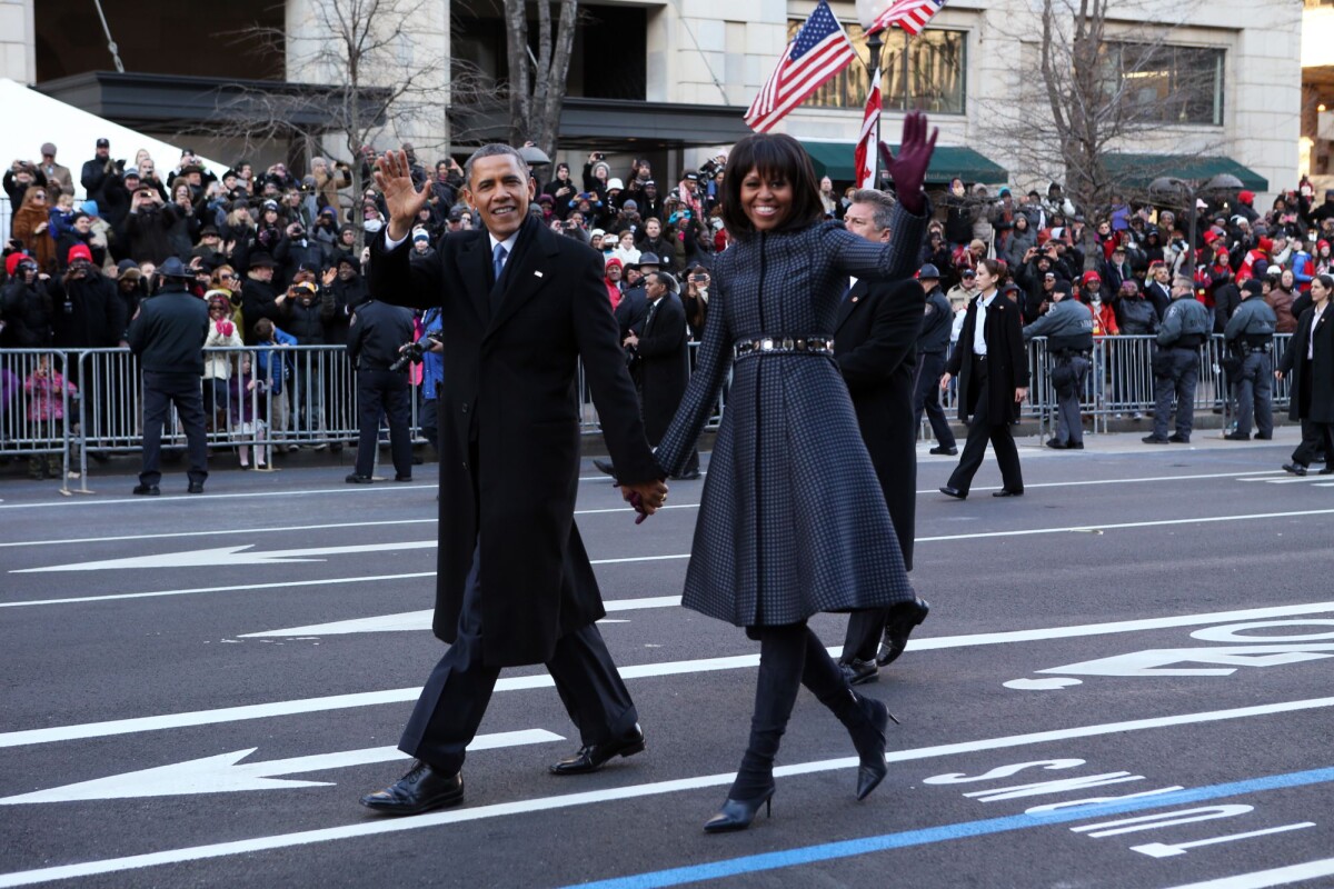 Photo : Barack et Michelle Obama défilent lors de la cérémonie d ...