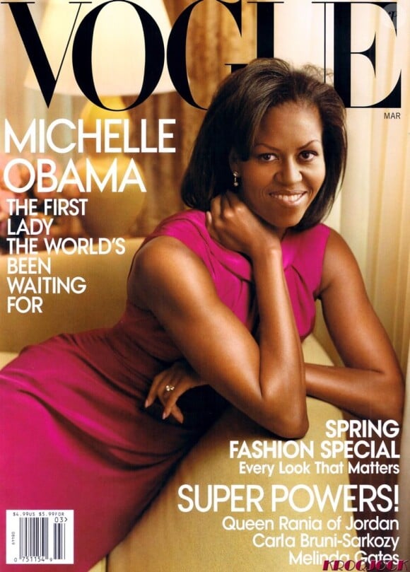 Michelle Obama en couverture du magazine Vogue. Mars 2009.