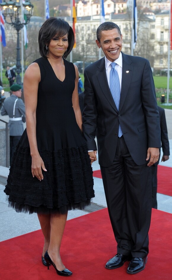 Michelle et Barack Obama à Baden-Baden en Allemagne. Avril 2009.