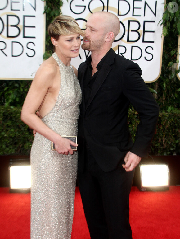 Ben Foster et sa fiancée Robin Wright sur le tapis rouge des Golden Globes le 12 janvier 2014