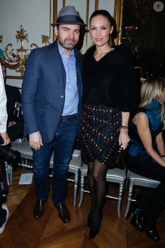 Clovis Cornillac et sa femme Lilou Fogli assistent au défilé haute couture Alexis Mabille printemps-été 2014 à l'Hôtel d'Evreux. Paris, le 20 janvier 2014.