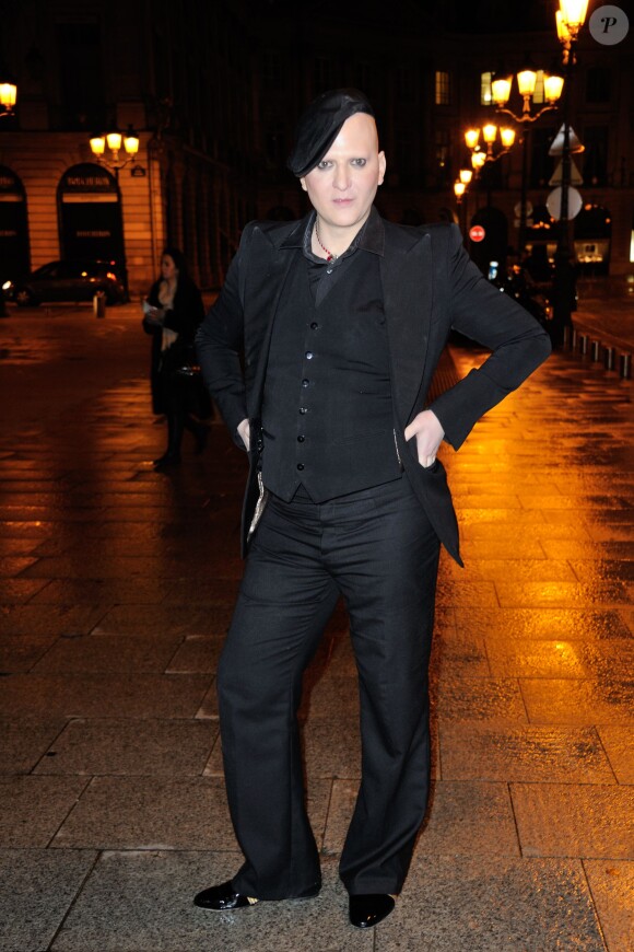 Ali Mahdavi arrive à l'Hôtel d'Evreux pour le défilé haute couture Alexis Mabille printemps-été 2014. Paris, le 20 janvier 2014.