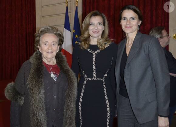 Exclusif - Bernadette Chirac, Valérie Trierweiler et Aurélie Filippetti au palais de l'Elysée à Paris le 21 novembre 2013.