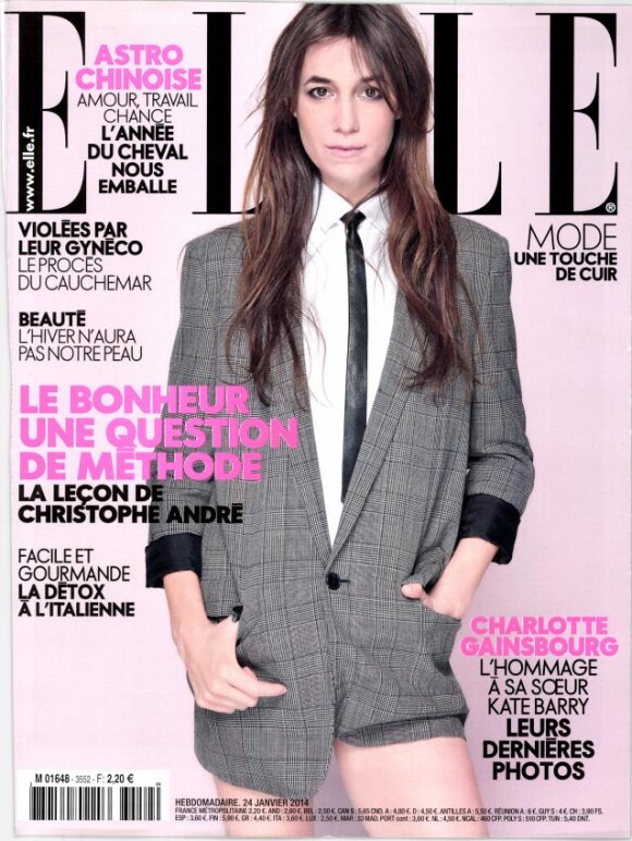 Charlotte Gainsbourg photographiée par sa soeur Kate Barry, un cliché qui fait la couverture du magazine Elle du 24 janvier 2014