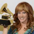 Kathy Griffin et son Grammy du meilleur enregistrement comique - 56e cérémonie des Grammy Awards, à Los Angeles le 26 janvier 2014.