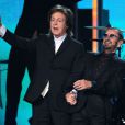 Paul McCartney et Ringo Starr sur scène lors des Grammy Awards à Los Angeles, le 26 janvier 2014.