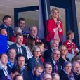 Helle Thornig-Schmidt, Premier ministre danois, venue avec une de ses filles, a vécu le match au côté du couple royal lors de la finale de l'Euro 2014 de handball entre le Danemark et la France, remportée haut la main (41-32) par les Bleus, le 26 janvier 2014 à Herning. 
