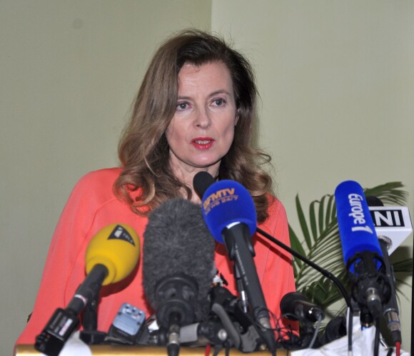 Valérie Trierweiler, lors d'une conférence de presse au Taj Hotel de Bombay, le 27 janvier 2014