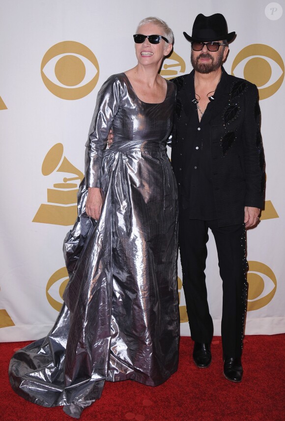 Annie Lennox et Dave Stewart du duo Eurythmics assistent à la soirée The Night That Changed America: A Grammy Salute to The Beatles au Los Angeles Convention Center. Los Angeles, le 27 janvier 2014.