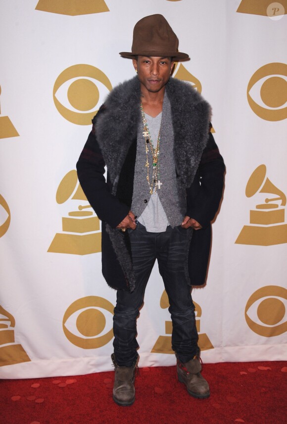 Pharrell Williams assiste à la soirée The Night That Changed America: A Grammy Salute to The Beatles au Los Angeles Convention Center. Los Angeles, le 27 janvier 2014.