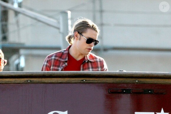 Chord Overstreet sur le tournage de la 5e saison de Glle à Los Angeles, le 16 janvier 2014.