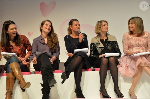 Adeline Blondieau, Emma Daumas, Laura Tenoudji, Sylvie Tellier (enceinte), Chantal Goya à l'élection du Bébé Cadum 2014 à l'Elysées Biarritz à Paris, le 29 janvier 2014.