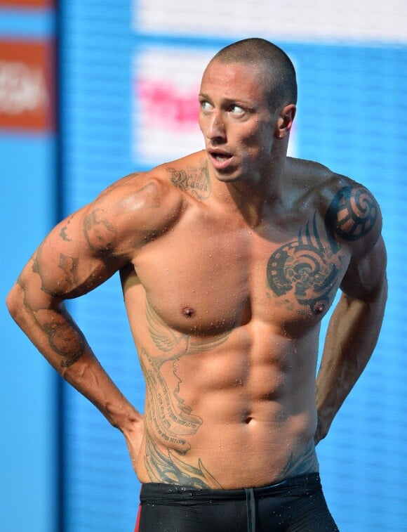 Frédérick Bousquet lors des championnats d'Europe à la piscine Montjuic de Barcelone, en juillet 2013