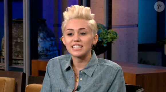 Miley Cyrus sur le plateau de l'émission de Jay Leno, le 29 janvier 2014.