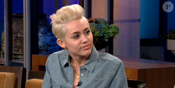 Miley Cyrus sur le plateau de l'émission de Jay Leno en janvier 2014.