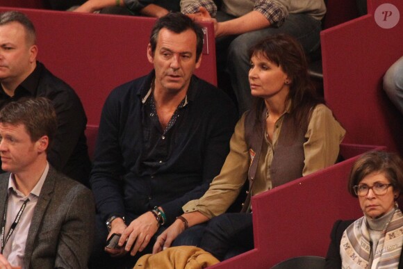 Jean-Luc Reichmann et sa compagne Nathalie assistent à la finale de l'Open GDF Suez à Paris le 2 fevrier 2014