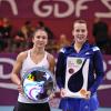 Sara Errani et Anastasia Pavlyuchenkova lors de la finale de l'Open GDF Suez au Stade Pierre de Coubertin à Paris le 2 fevrier 2014