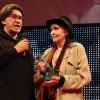 Jean-François Davy et Anna Karina - Clôture des "Rencontres Internationales du Cinéma" et remise des Prix Henri-Langlois à Vincennes le 3 février 2014.