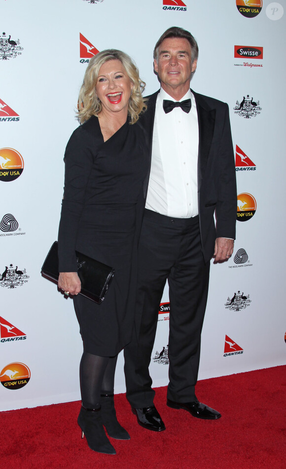 Olivia Newton-John et son mari John Easterling à Los Angeles, le 12 janvier 2013.