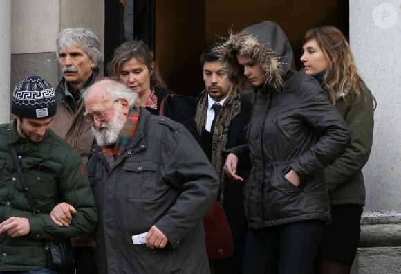 Un des fils de François Cavanna à la sortie des obsèques de François Cavanna au Père Lachaise à Paris. Le 6 février 2014.