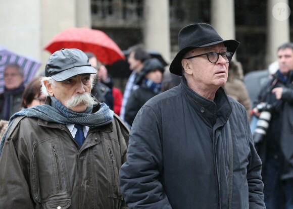 Georges Wolinski lors des obsèques de François Cavanna au Père Lachaise à Paris. Le 6 février 2014.