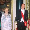 Le duc d'Edimbourg, Jacques Chirac, Bernadette et Elizabeth II à Londres, le 16 mai 1996.