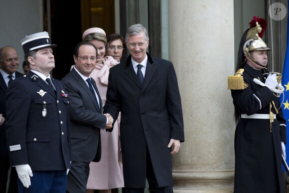 Le roi Philippe de Belgique et la reine Mathilde en visite officielle à Paris, le 6 février 2014.