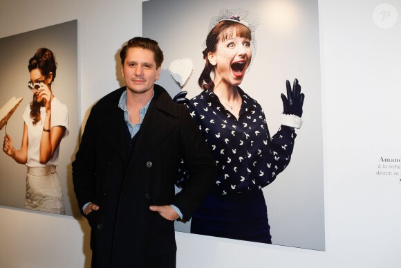 Exclusif - Matthias Van Khache lors du vernissage de l'exposition "Les filles à fromages" à la galerie Milk Factory à Paris, le 6 février 2014. C'est en images que les "filles à fromages" font leur grand retour à la Milk Factory (Paris 11ème), s'affichant comme des toiles de Wahrol avec leur fromage préféré, pour une première exposition photographique signée Thomas Laisné.