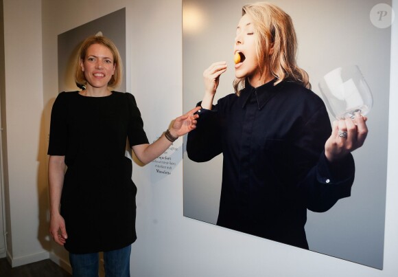 Exclusif - Claire Griffon (Fromagère - Prix des Filles à fromages 2014) lors du vernissage de l'exposition "Les filles à fromages" à la galerie Milk Factory à Paris, le 6 février 2014. C'est en images que les "filles à fromages" font leur grand retour à la Milk Factory (Paris 11ème), s'affichant comme des toiles de Wahrol avec leur fromage préféré, pour une première exposition photographique signée Thomas Laisné.
