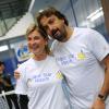 Michèle Laroque et Henri Leconte lors du lancement de l'opération Sourire gagnant de l'association Enfant Star & Match à Levallois-Perret le 10 février 2014