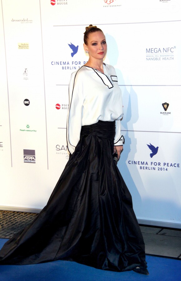 Uma Thurman lors du Gala "Cinema for Peace" pendant le 64e festival international du film de Berlin, le 10 février 2014.