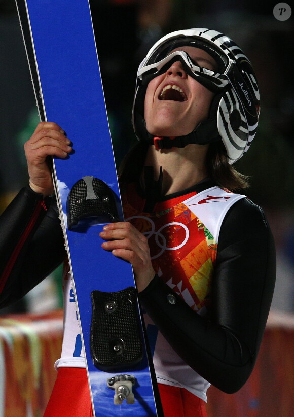 Coline Mattel pouvait laisser exploser sa joie après avoir décroché la médaille de bronze lors de l'épreuve de saut à ski le 11 février 2014 lors des Jeux olympiques de Sotchi