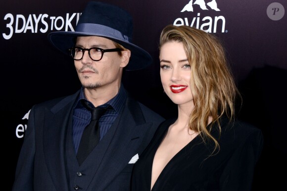 Johnny Depp et Amber Heard à l'avant-première de "3 Days to Kill" à Los Angeles, le 12 février 2014.