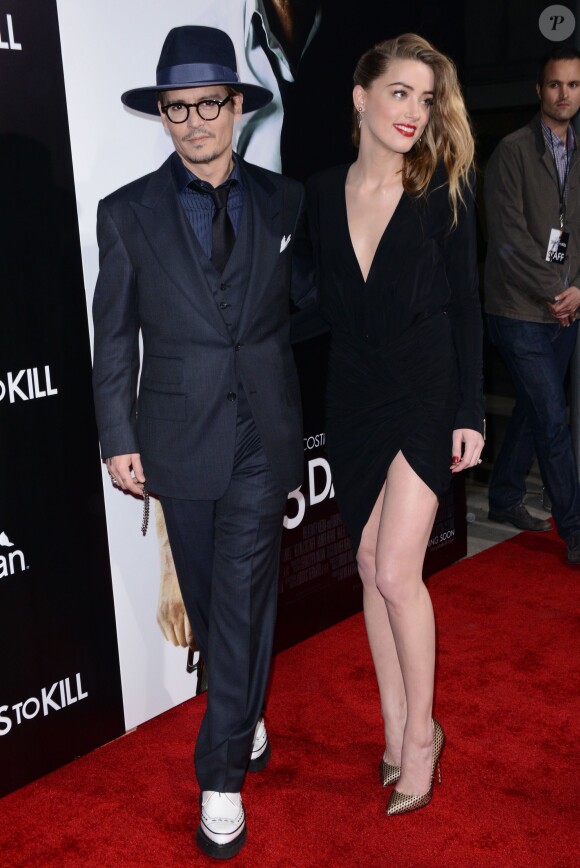 Johnny Depp et Amber Heard à l'avant-première de "3 Days to Kill" à Los Angeles, le 12 février 2014.