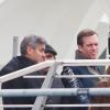 George Clooney et Hugh Laurie sur le tournage de Tomorrowland à Valence (Espagne), le 21 janvier 2014.