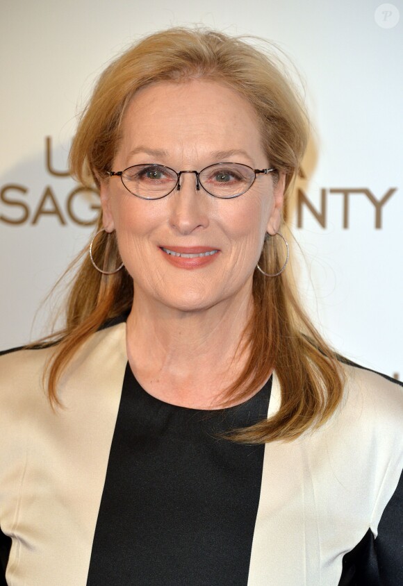Meryl Streep lors de la première du film "Un été à Osage County" à l'UGC Normandie à Paris, le 13 février 2014.
