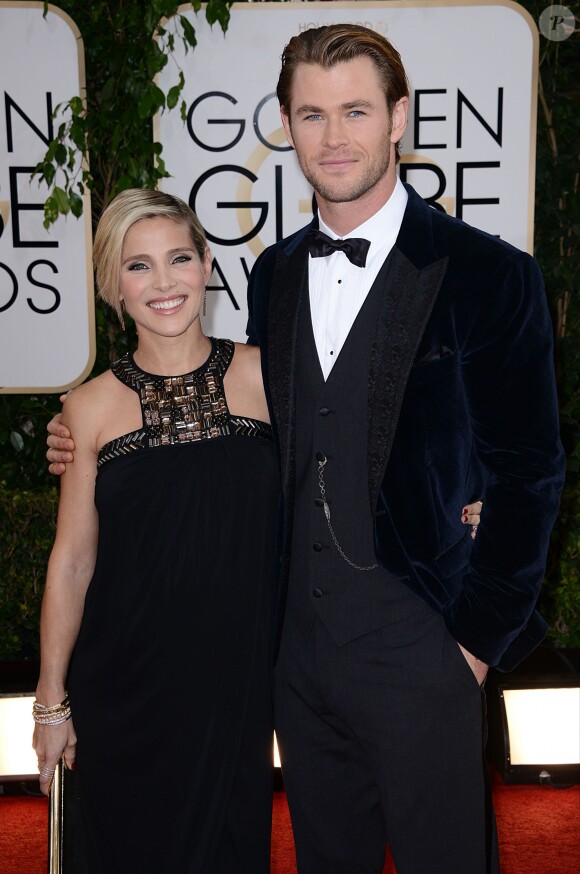 Chris Hemsworth et sa femme Elsa Pataky lors de la 71e cérémonie des Golden Globe Awards à Beverly Hills le 12 janvier 2014.