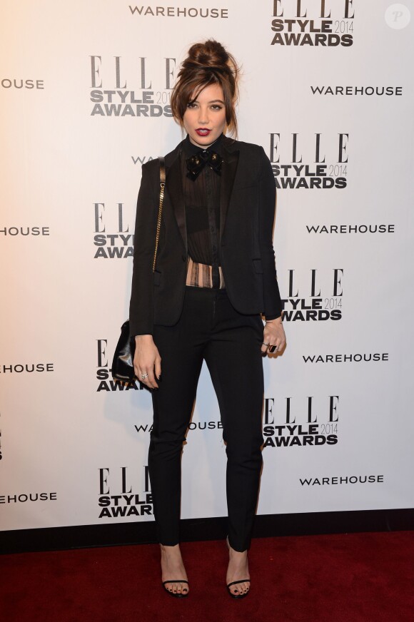 Daisy Lowe assiste aux Elle Style Awards au One Embankment, à Londres. Le 18 février 2014.
