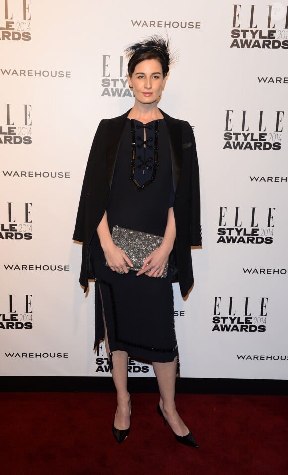 Erin O'Connor, enceinte, assiste aux Elle Style Awards au One Embankment, à Londres. Le 18 février 2014.