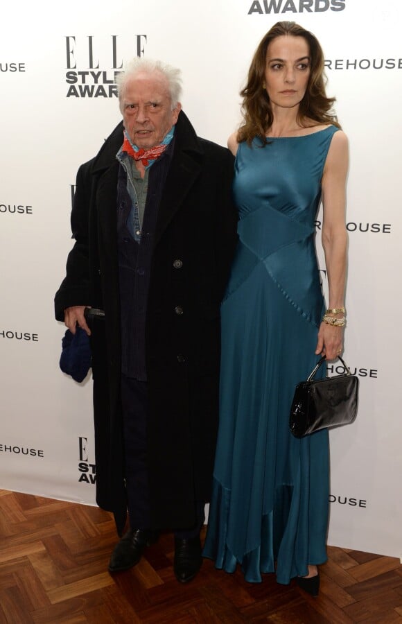 David Bailey, honoré du Lifetime Achievement Award, accompagné de sa femme Catherine Dyer lors des Elle Style Awards au One Embankment, à Londres. Le 18 février 2014.