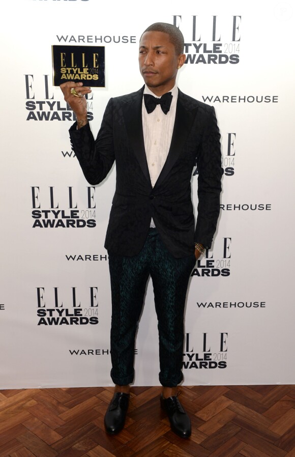 Pharrell Williams, artiste international de l'année lors des Elle Style Awards au One Embankment, à Londres. Le 18 février 2014.