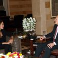 Angelina Jolie, ambassadrice de bonne volonté aux Nations Unies, face au Premier ministre libanais, Tammam Salam, au Grand Serail, à Beirut, le 24 février 2014.