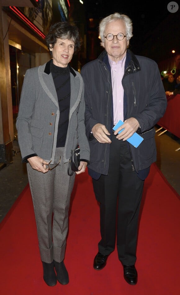 Bernard Fixot et son épouse Valérie-Anne Giscard d'Estaing lors de l'avant-première du film "Supercondriaque" au Gaumont Opéra à Paris, le 24 février 2014